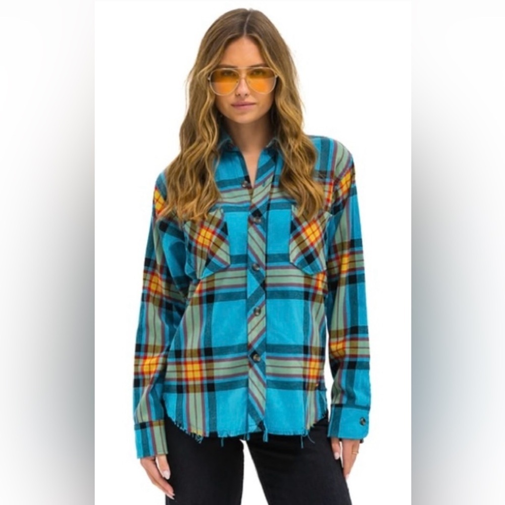RARE AVIATOR NATION NWT Plaid Western Flannel ShirtāRare ColorwayāS